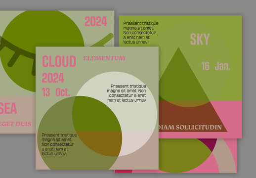 Social Media Square Post Layout Simple Overlapping Geometrical Shapes Light Color
