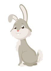 Cartoon rabbit. Bunny pet silhouette. Cute animal isolated icon. Vector rabbit character illustration
