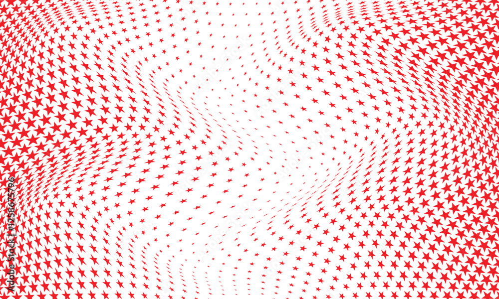 Poster abstract red big to small star wave pattern can be used background.