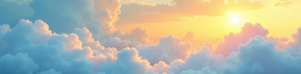 Calming blue and white clouds against a bright orange sky, bright, white, soothing