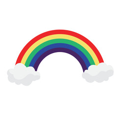 Rainbow with clouds on either side, perfect for nature inspired designs, weather related graphics, colorful backgrounds and cheerful illustrations
