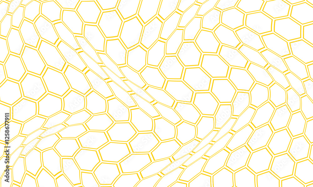 Poster abstract yellow outline honeycomb wave pattern can be used background.