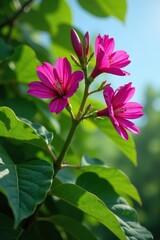 Calotropis tree with large leaves and flowers, giant calotropis, nature photography, flowering tree