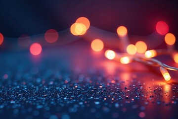 Defocused glitter background with sparkling string lights woven in, sparkly decor, decorative accents