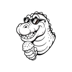 Hand-drawn monochrome retro cartoon illustration, featuring whimsical character design, possibly showcasing a vintage aesthetic.  Style is simplistic, bold outlines.