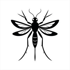 Mosquito Insects silhouette Animal black and white dragonfly vector illustration
