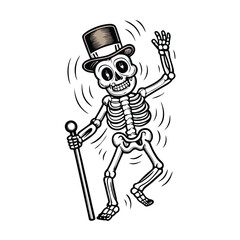 Hand-drawn monochrome retro cartoon illustration, featuring a whimsical character, possibly a creature or person, in a vintage style.  Simple lines and shading.