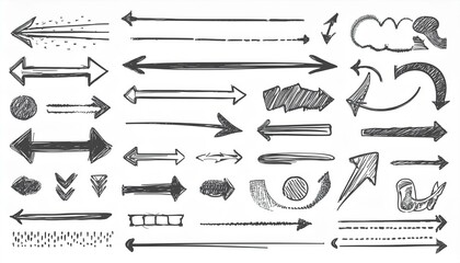 Sketch underline, emphasis, arrow shape set. Hand drawn brush stroke, highlight, speech bubble, underline, sparkle element. perfect any project.