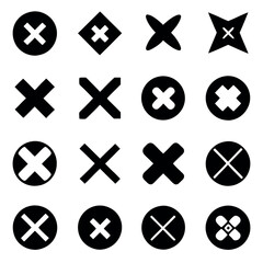 Fototapeta premium Set of Various Black and White X and Plus Icons
