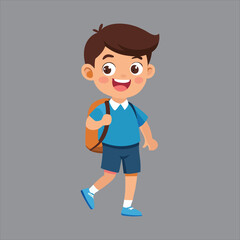 School Kid happily Going Their School Vector