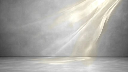 Grey Concrete Room with Dramatic Light Beam