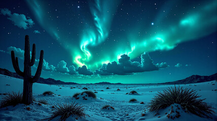 Northern lights in the desert
