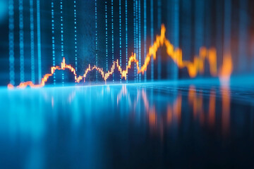 Futuristic business growth chart with light effects.generated with AI