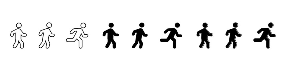 Walk and running Motion icons set. Vector illustration