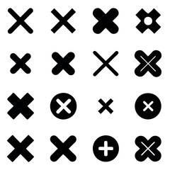 Collection of Black and White X Marks icon design