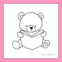 Coloring book animal bear lineart design. worksheet coloring kids,Black and white line drawing. Isolated on a white background. For children's design of coloring books, prints, posters, cards, sticker