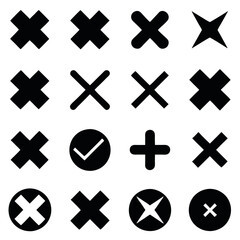 Obraz premium Collection of Black and White X Marks icon design