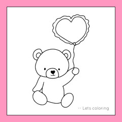 Coloring book animal bear lineart design. worksheet coloring kids,Black and white line drawing. Isolated on a white background. For children's design of coloring books, prints, posters, cards, sticker