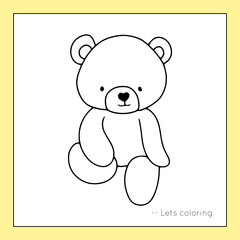 Coloring book animal bear lineart design. worksheet coloring kids,Black and white line drawing. Isolated on a white background. For children's design of coloring books, prints, posters, cards, sticker
