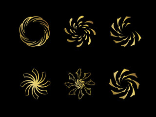 Obraz premium Golden spiral circle shape vector image, trendy abstract, Geometric art in circle shape