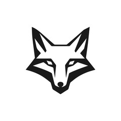 Fox head logo black and wide vector.
