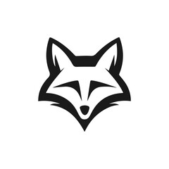 Fox head logo black and wide vector.