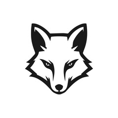 Fox head logo black and wide vector.