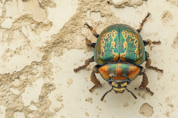 Dung Beetle on a Dirt Ground