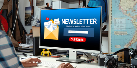 newsletter signup page on computer for customer to subscribe brisk newsletter update information to subscriber