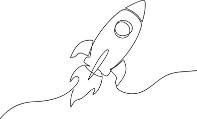 SingleLine Rocket Drawing Spacecraft Launch, Startup, Innovation