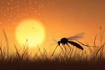 Mosquito in Nature, A Close-Up Shot