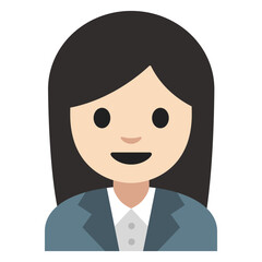 Businesswoman in Gray Suit Jacket with Friendly Expression Clipart Illustration | Minimalistic Cartoon Style Isolated on White Background