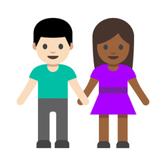 Man and Woman Holding Hands with Smiling Expressions Clipart Illustration | Minimalistic Cartoon Style Isolated on White Background