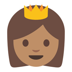 A Girl or Princess Wearing Golden Crown Clipart Illustration | Minimalistic Cartoon Style Isolated on White Background
