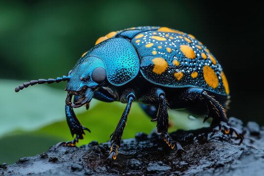 Dung Beetle on a Dirt Ground