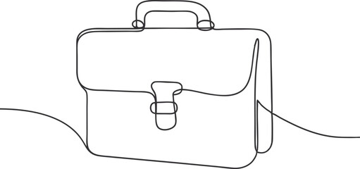 Single Line Art Briefcase, Business, Professional, Work, Career, Bag, Office, Portfolio, Documents, 