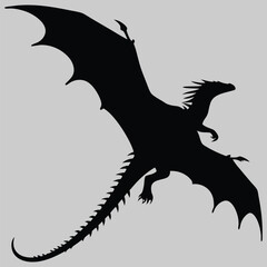 a dragon-like reptile silhouette vector design art and illustration