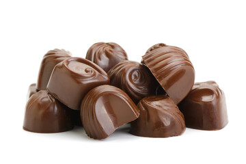 Beautiful chocolate candies isolated on white
