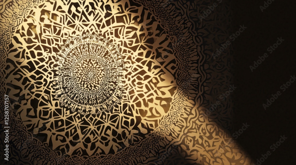 Poster delicate arabesque shadows dance across a soft surface, revealing intricate patterns that evoke a se