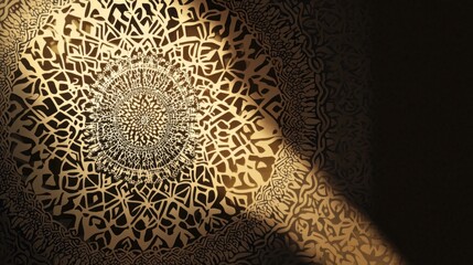 Delicate arabesque shadows dance across a soft surface, revealing intricate patterns that evoke a sense of harmony and artistry