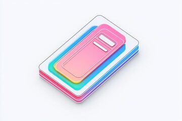 3D line icon of a library card, symbolizing easy access to resources on a white backdrop.