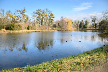 Gardens at the Lednice Castle complex, UNESCO World Heritage site in the South Moravia region in Lednice, Czech Republic