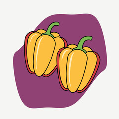 Fresh Yellow Bell Peppers Illustration - Simple Cartoon Vector

