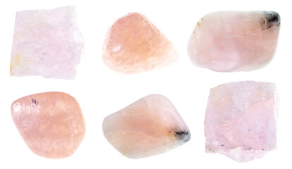 natural specimens of uncut morganite rocks cutout