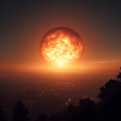 City view from the hill, before a star supernova