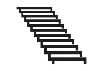 Black Staircase Icon with Balustrade vector illustration