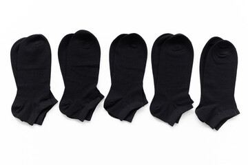 black unisex short sock on a white background 5 pairs