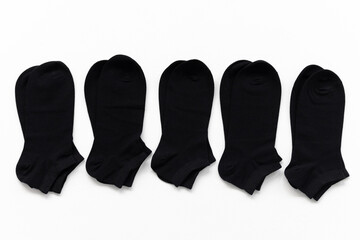 black unisex short sock on a white background 5 pairs