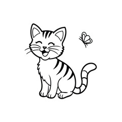 cat playing with butterfly