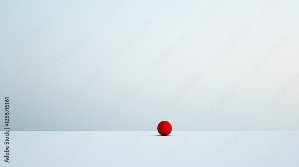 Poster A minimalist abstract composition with a single red dot against a vast, empty white space.